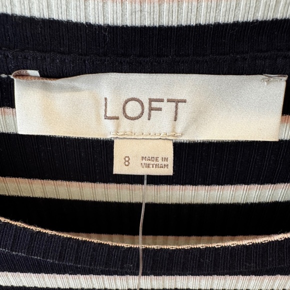 Loft- blue/pink/white striped long sleeved dress- size 8 - Picture 2 of 5